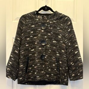 Alfani Stylish Black and White tweed wool blend jacket Size M